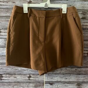 Nine West Women's High-Rise Pleated Front Shorts Size 14‎ Brown Pockets NWT